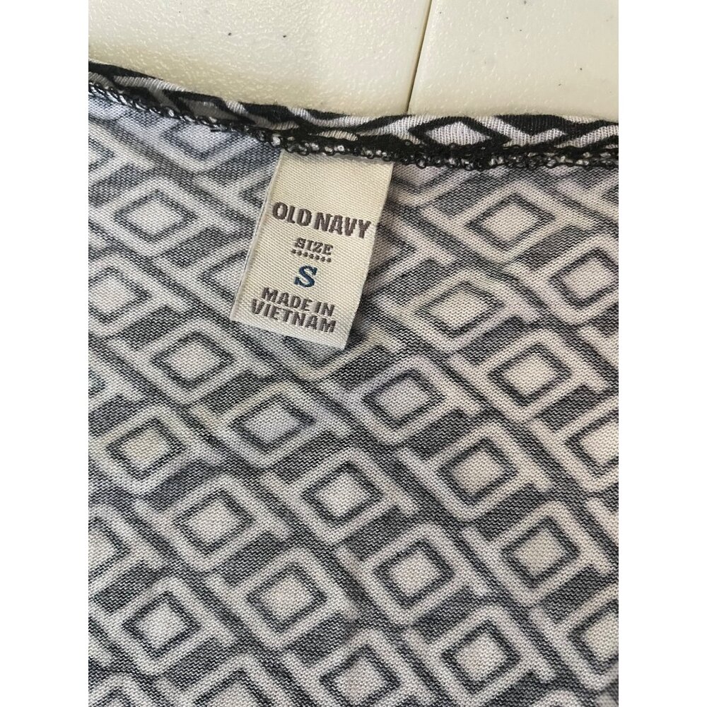 Old Navy Womens Geometric Black & White Wrap Dress Size S Y2K Mod Retro Feminine - Picture 8 of 12